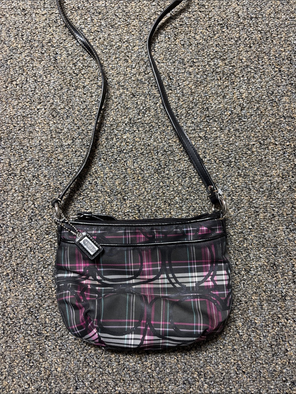 Coach Poppy Tartan Pink and Black Plaid small crossbody bag